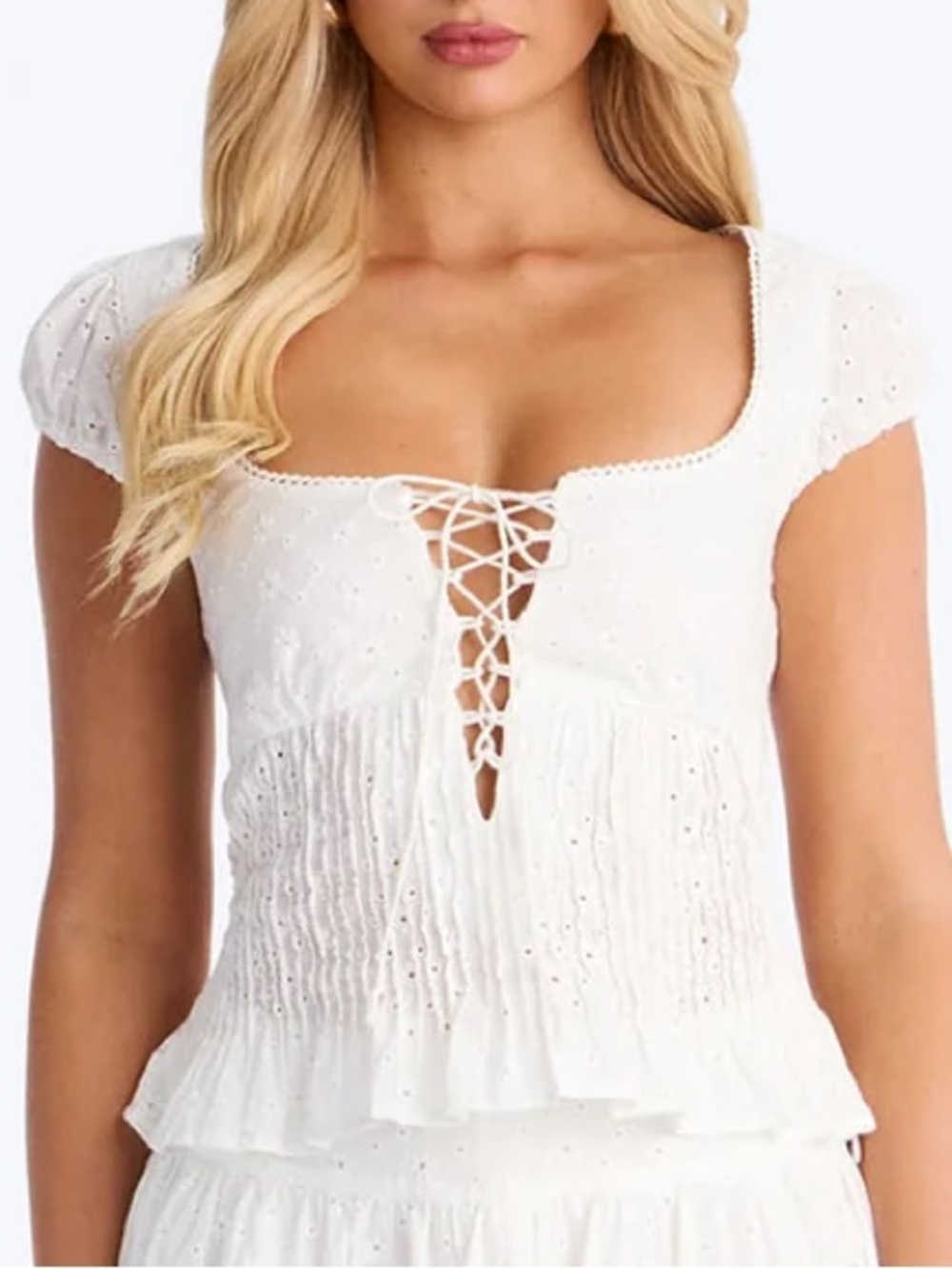 NWT Fashion Nova Sweet Pea Eyelet White Top